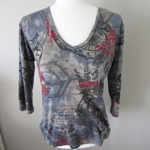 Glima Fancy 3/4 sleeve Tee/Blouse, Medium